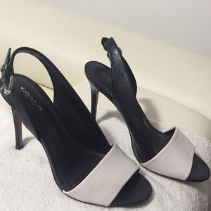 Coach black and white heels